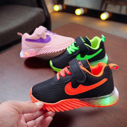 Children's Shoes Lightweight Air Cushion Shock Absorption Children's Boys and Girls Luminous Shoes