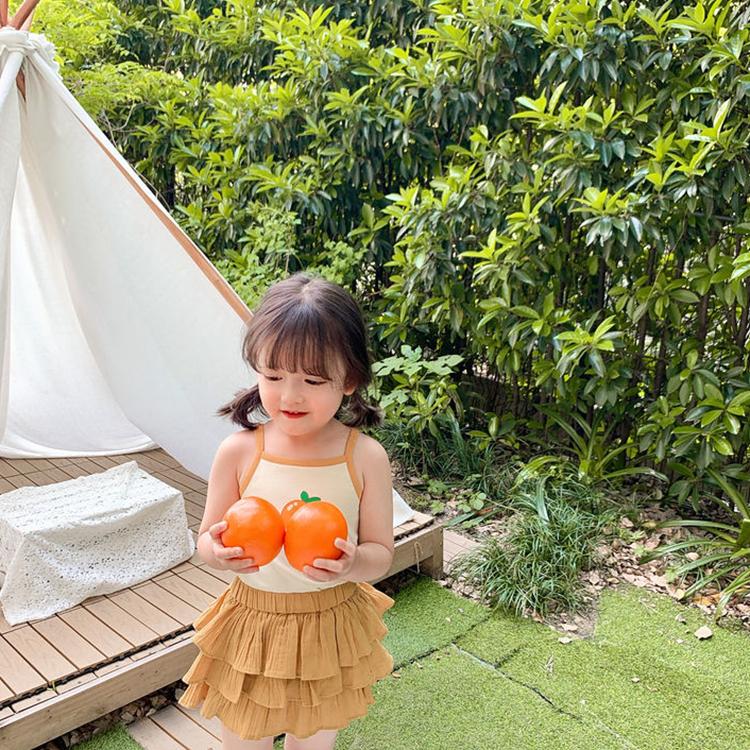 Summer Kids Cute Printing Vest Sleeveless Tops Korean Style Slash Neck Slim Camisole for Children Girls
