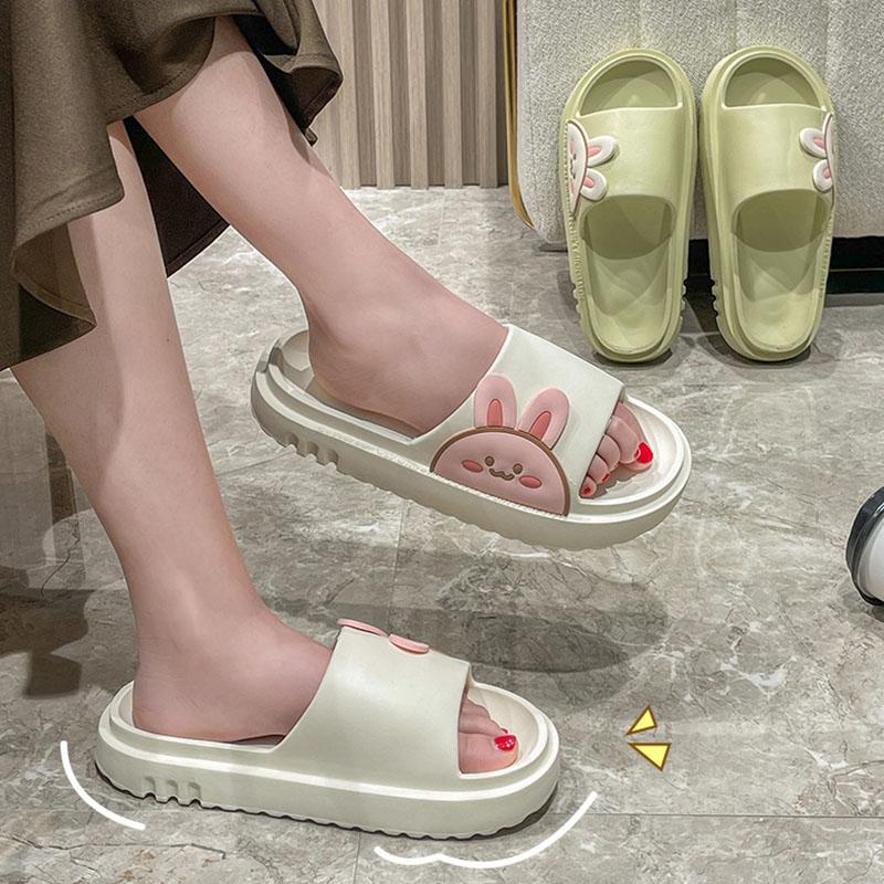 Cute Slippers Men Summer Cartoon Rabbit Home Couple Slippers Bathroom Non-slip Home Sandals Women Summer Outdoor Wear