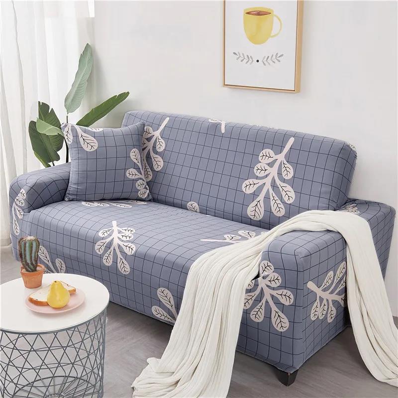4 Seat Sofa Cover Printed Stretch All-inclusive L Shape Protector Couch Loveseat Slipcovers