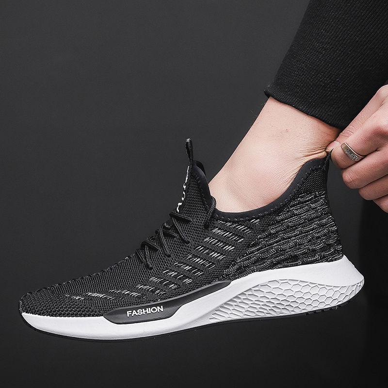 Summer Men's Shoes Sports Shoes Men's Running Shoes Breathable Casual Flying Woven Student Shoes Travel Shoes