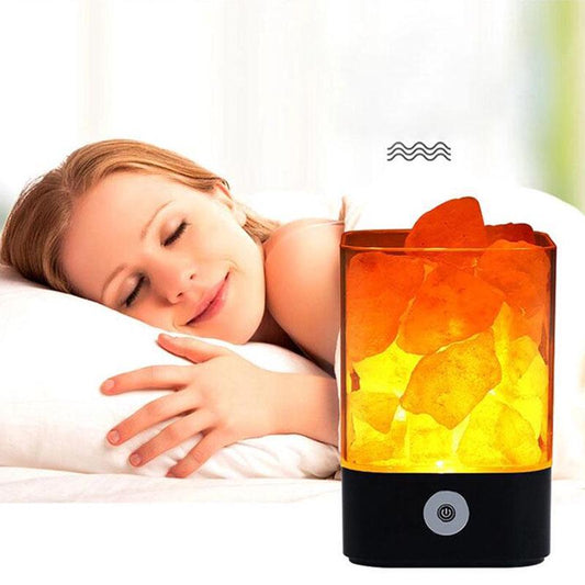 Himalayan Crystal Salt Table Lamp Led Night Light Natural Romantic Bedroom Usb Charging Bedside Lamp