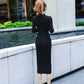 Autumn and Winter OL style Slim Long Knitted Dress Female Bag Hip Long-sleeved Knitted Sweater Bottoming Dress