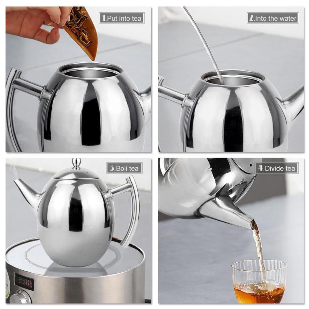 New 1500ml Stainless Steel Teapot Coffee Pot with Strainer For Home Hotel Cafe
