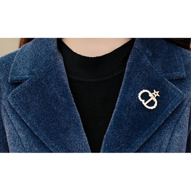Women's Velvet Coat Mid-length Autumn and Winter Warm Woolen Coat Classic V Neck Slim Fit Coat Casual Padded Solid Soft High Quality Coats Large Size