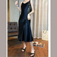 Women's Mid-length Slim Base Sleeveless Dress Pure Color Sexy Shiny Premium Texture Satin Silky Suspender Skirt