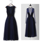 2piece Spring Women Dress Wine Red Stitching Perspective Gauze Loose Deep V Strap Women Mesh Dress