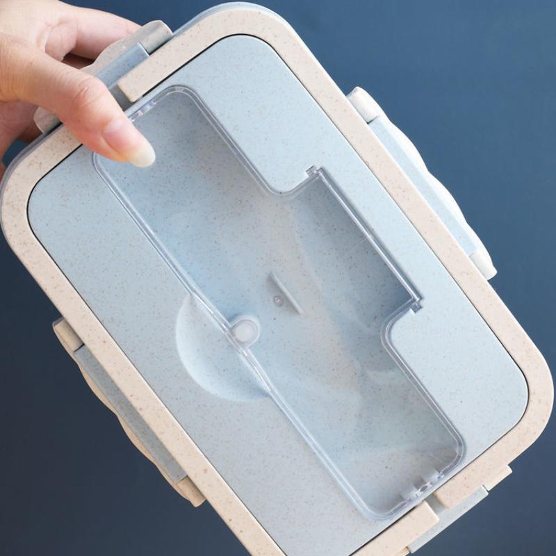 Wheat Straw Insulated Lunch Box Student Three-grid Japanese-style Lunch Box Female Portable Microwave Oven Fresh-keeping Office Worker Lunch Box