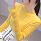 Autumn and Winter Lotus Leaf Collar Long-sleeved Sweater Women's Self-cultivation Bottoming Shirt with Net Gauze and Wood Ears