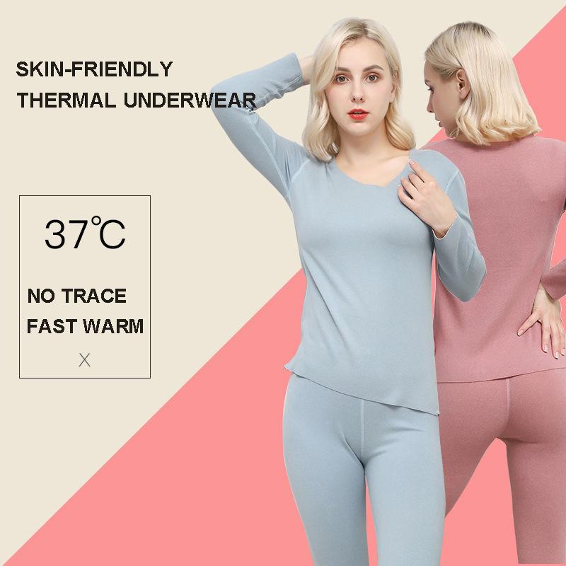 Constant Temperature Self-heating Thermal Underwear Women's Suit Double-sided Ladies Autumn Clothes Long Pants Winter Plus Velvet Thickening