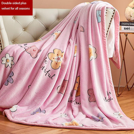 Super Soft Skin-friendly Double-sided Snowflake Wool Blanket Coral Fleece Blanket Towel Siesta Winter and Summer Sofa Cover Blanket