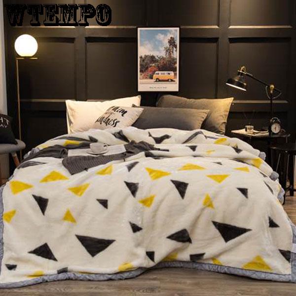 Winter Double Flannel Coral Fleece Blanket Comfortable Bedding Blanket Quilt Thickening