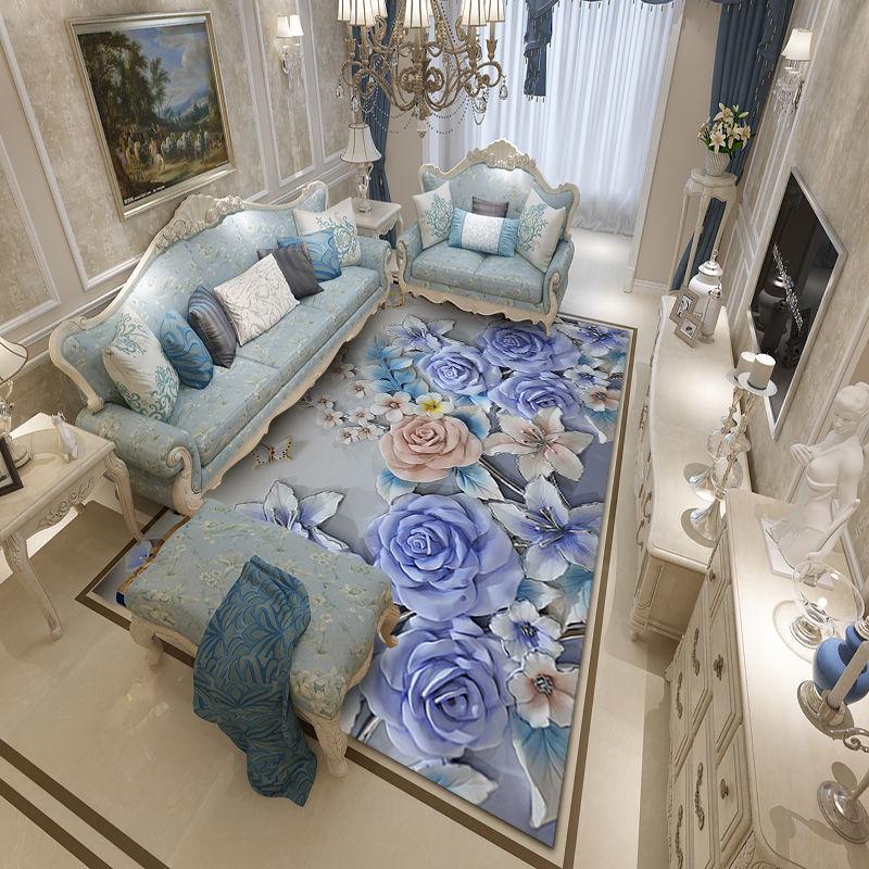 3D Peacock Flower Pattern Carpets for Living Room Bedroom Area Rugs Non-Slip Large Size Carpet