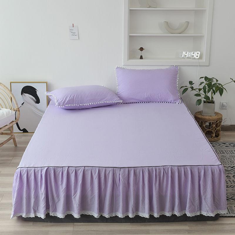 Bed Skirts Bedspreads Quilted Bed Protector Simple Solid Color Non-slip Dustproof Bed Cover Sheet