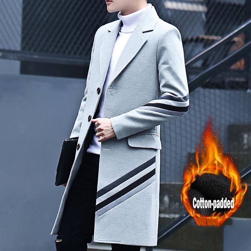 Winter Woolen Coat Men Leisure Long Woolen Coats Mens Casual Fashion Jackets Casual Men Overcoat