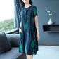 Loose plus size L-XXXXXL Women's Summer Dress Short Sleeve Printing Mid-length Daily Wear