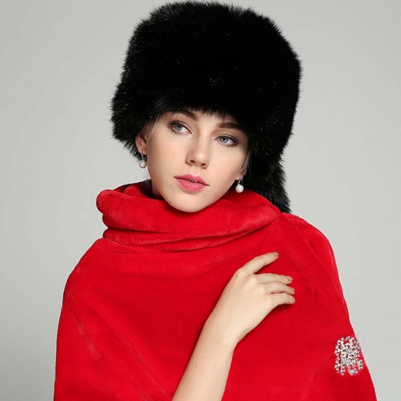 Faux Fur Imitation Fox Fur Dome Hat Fur Russian Hat Ladies Warm Winter Hat