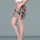 Women Summer Large Size High Waist Wide Leg Casual Shorts Loose Elastic Waist Leaves Printed Thin Knickers