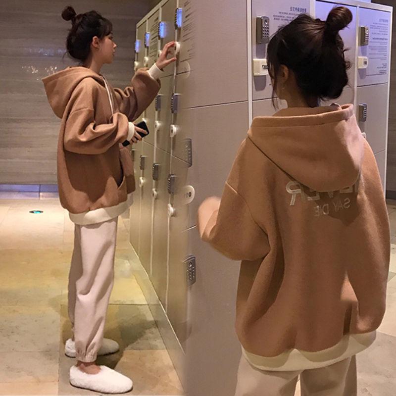 Warm Hood Top Autumn Winter Sweater Cotton Women Sweatshirt Wild Large Size Long Sleeve