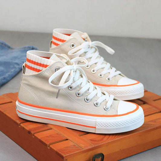 High-top Canvas Shoes Female Students Korean Style Shoes College Style Trendy Sports Shoes Women