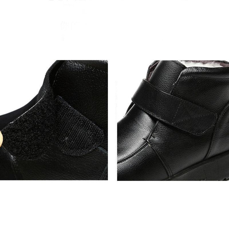 Cotton Shoes Women's Winter Short Boots Plus Velvet Padded Anti-skid Warm Old Beijing Snow Boots Leather Boots