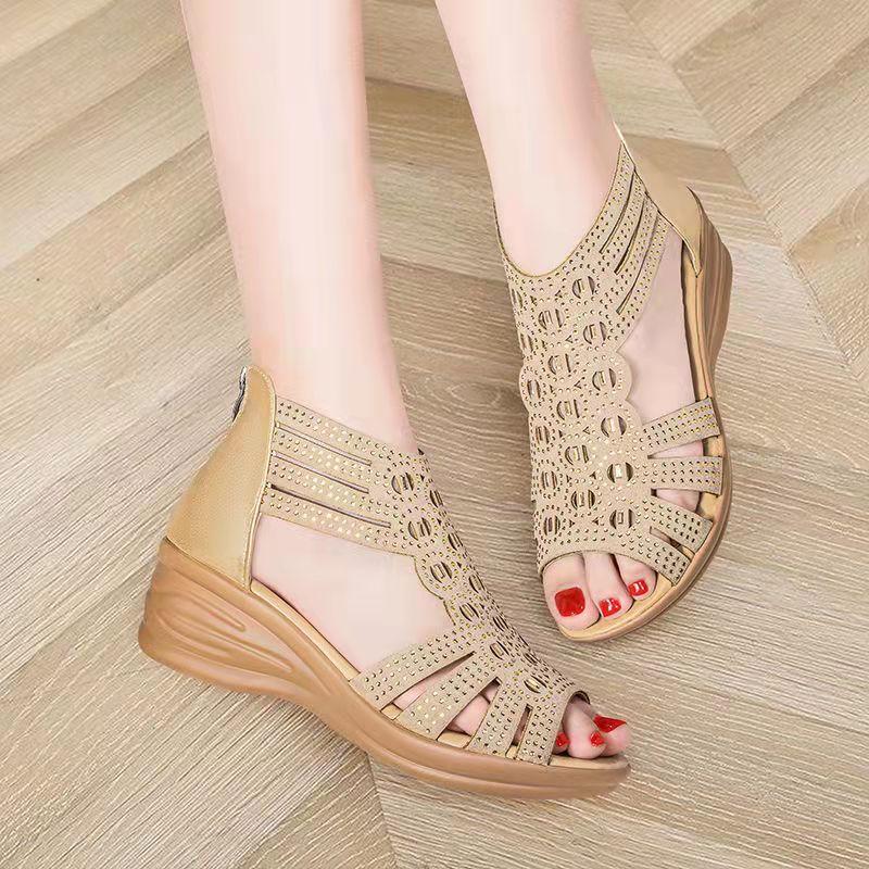 INS Leisure Women Wedges Heeled Women Shoes Summer Sandals Party Platform High Heels Shoes Woman  Fashion Fish Mouth Pumps Sexy Hollow Out Shoes