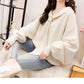 Korean Fashion Ladies Full Sleeve Women Knitting Sweater Solid Pullover and Jumper Loose Sweater