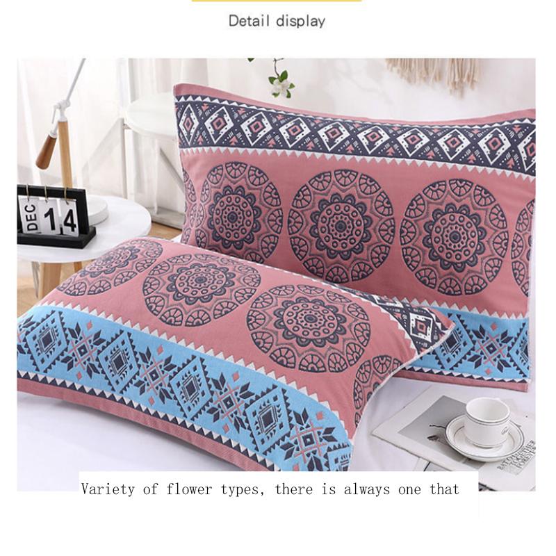 High-end Simple European Style Cotton Thickened Lattice To Increase Breathable Couple Pillow Towel Eight Layers of Pure Cotton Gauze Pillow Towel
