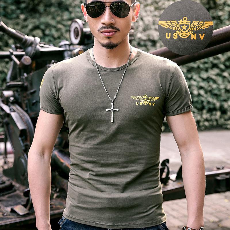 Short-sleeved T-shirt Men's Round Neck Bottoming Shirt Men's Tight-fitting Slim Solid Color Summer Camouflage Top