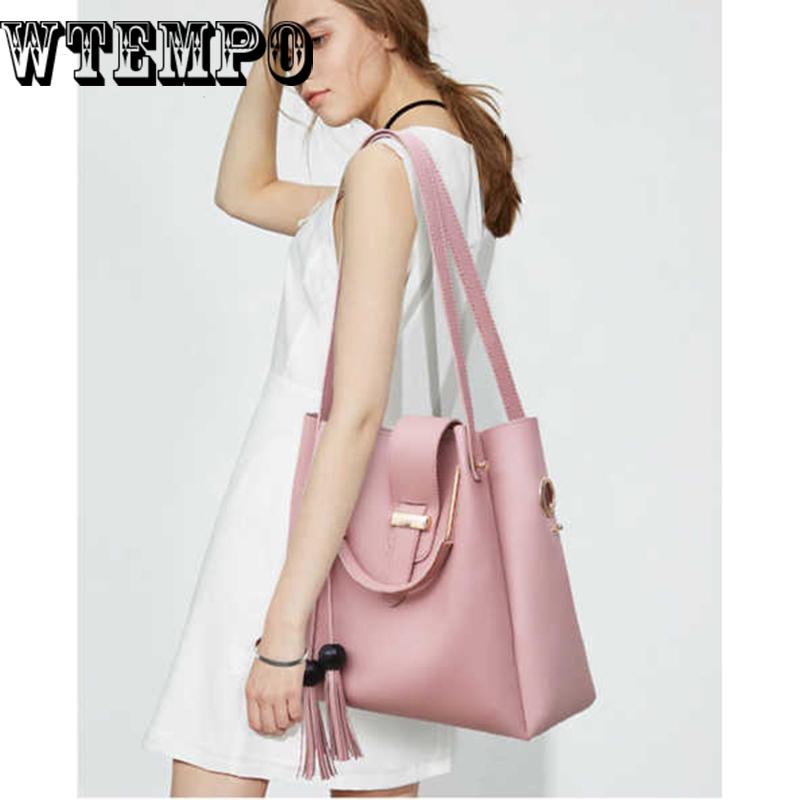Trend three-piece handbags casual bag simple wild handbag tassel Messenger bag fashion