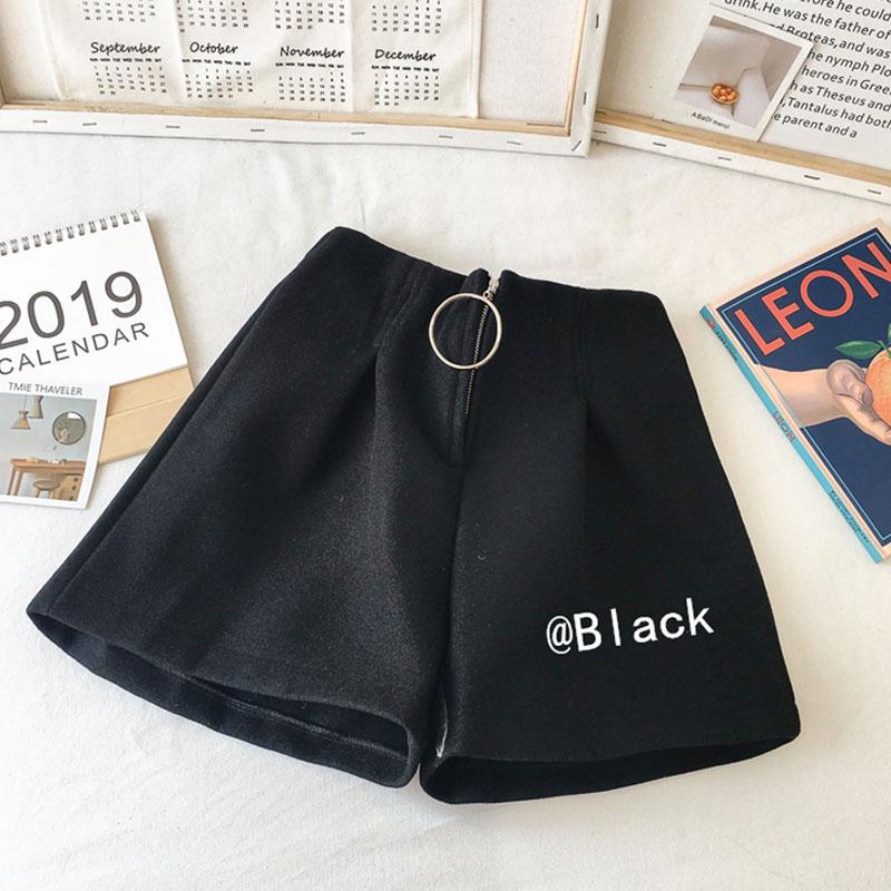 Women Wool Shorts High Waist Wide Leg Shorts Ladies Elegant Woolen Shorts