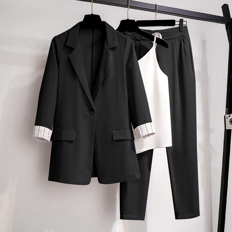 Women's Set Long Sleeve Blazer Pants Suit Office Lady Tracksuit Three Piece Set Fitness Outfits Streetwear Autumn Winter