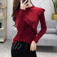 Women's Solid Color Lace Bottoming Shirt Fashion Off-the-shoulder Mesh Low Neck Bottoming Shirt Sexy Thin Knitwear