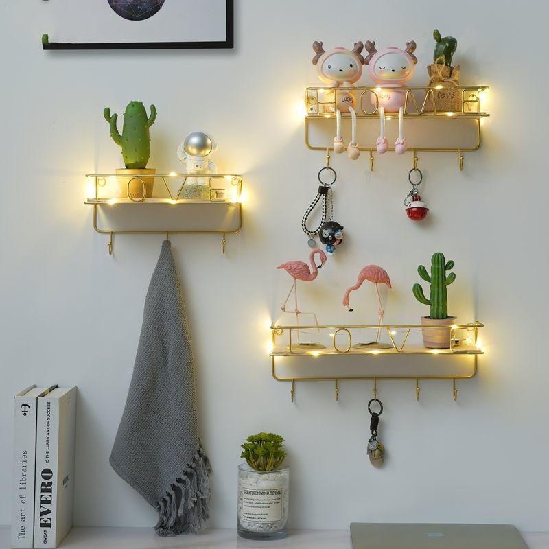 Hole-free Wall Shelf Nordic Iron Creative Living Room Bedroom Kitchen Bathroom Wall Storage