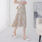 Floral Half-length Skirt Women's Mid-length A-line Skirt High Waist Small Size Thin Chiffon Print Skirt Women's Sunshine Floral Skirt