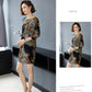 Leopard Knitted Dress Women Autumn Winter Boat Neck Long Sleeve Sweater Dress Slim Pullover Dress