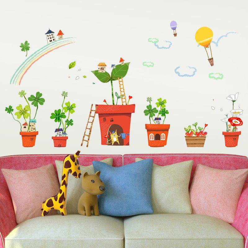 [Wall sticker ]Hot Air Balloon Cat Rainbow Clouds Diy Wall Stickers For Kids Rooms Kitchen Home Deco
