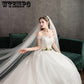 White Lace Appliques Ball Gown Wedding Dresses Off The Shoulder Short Sleeves Bridal Dresses