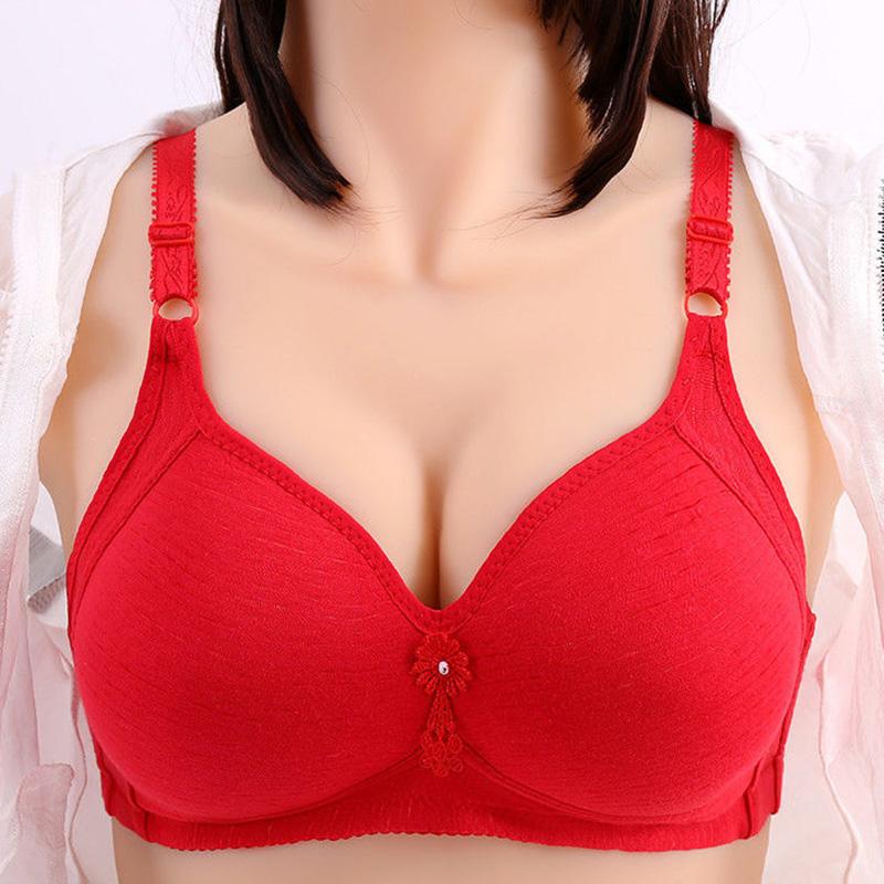 Thin, Breathable Large Size Bra Gather No Steel Ring Underwear Bra Lightweight Breathable Embroidered Pendant Comfortable and Soft