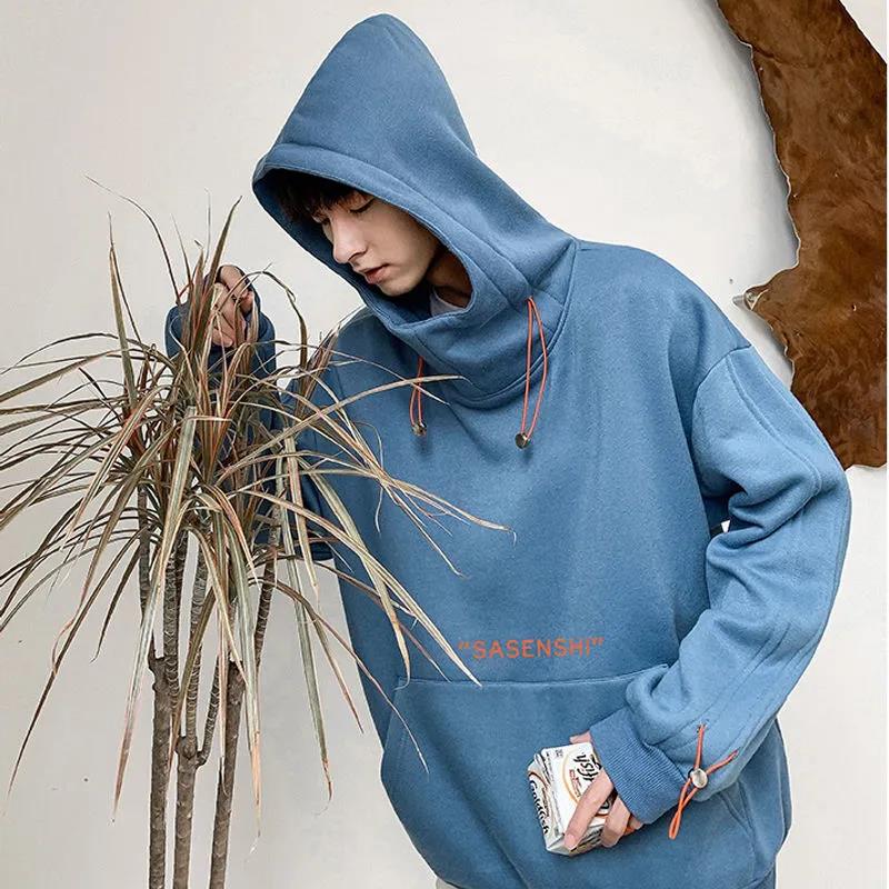 New Autumn and Winter Men's Cashmere Sweater Loose Pullover Hoodie High Collar Casual Coat