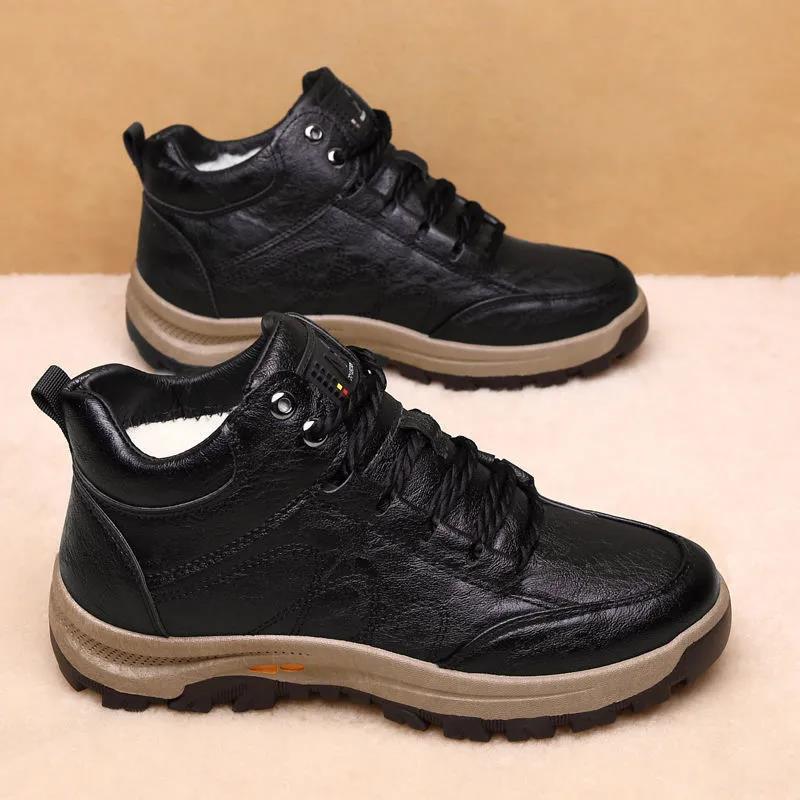 Men's Winter Cotton Shoes Plus Size Velvet Warm Casual Shoes Men's Non-slip Soft Bottom Shoes Outdoor Mountaineering Labor Protection Shoes