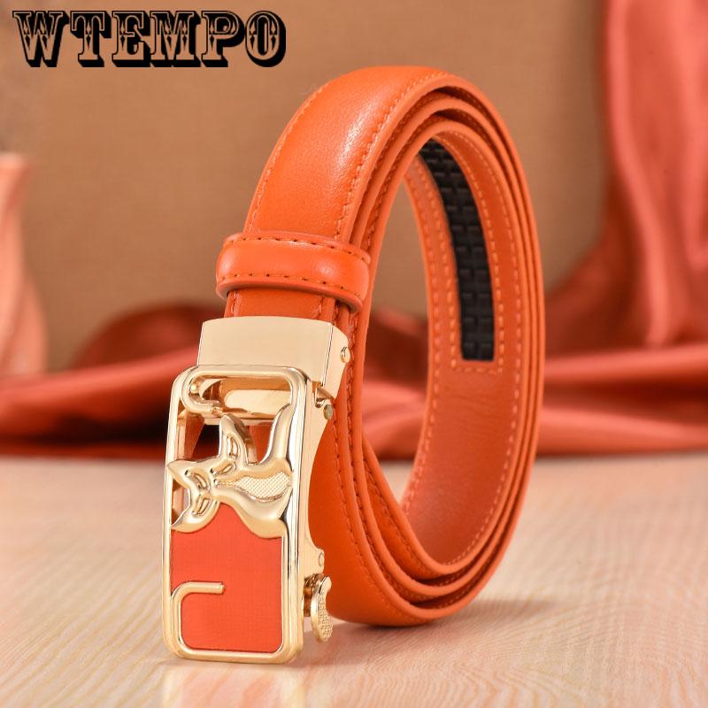 Genuine Leather Belts for Women Automatic Buckle Waist Belt for Jeans Pants Designer Waist Belt