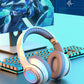 Luminous Bluetooth Headset Head-mounted Subwoofer Plug Cartoon Computer Mobile Phone Wireless Sports Game Headset Universal