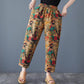 Summer Cotton Retro Print Ethnic Casual Pants Cropped Pants Plus Size All-match Harem Pants Thin Women's Pants