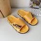 Man's Summer Slippers Anti-slip Indoor Bathroom Flat Slippers Female Soft Sole Letter Print Solid Slippers