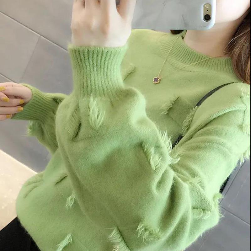 Autumn and Winter Tassel Knit Bottoming Shirt Round Neck Long Sleeve Loose Sweater All-match