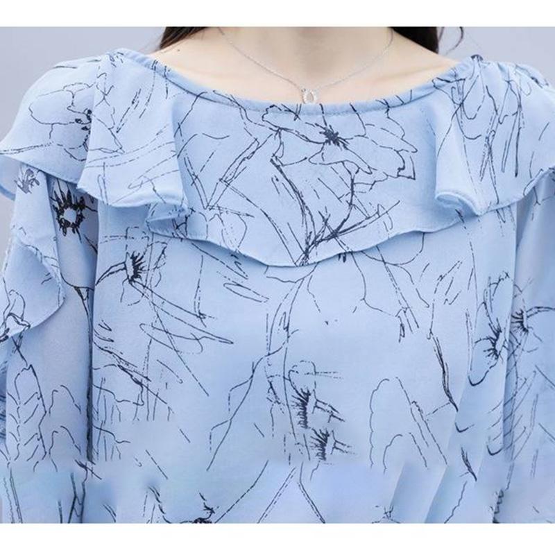 Suit Women Summer Two-piece Trousers Loose Floral Blouse Wide-leg Pants Casual Suit Temperament Elegant Sweet Cute Chiffon Suit