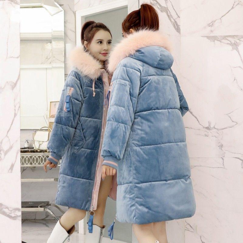Gold Velvet Women's Cotton Coat Mid-length Student Korean Winter Jacket Fashion Warmth Parka Coat