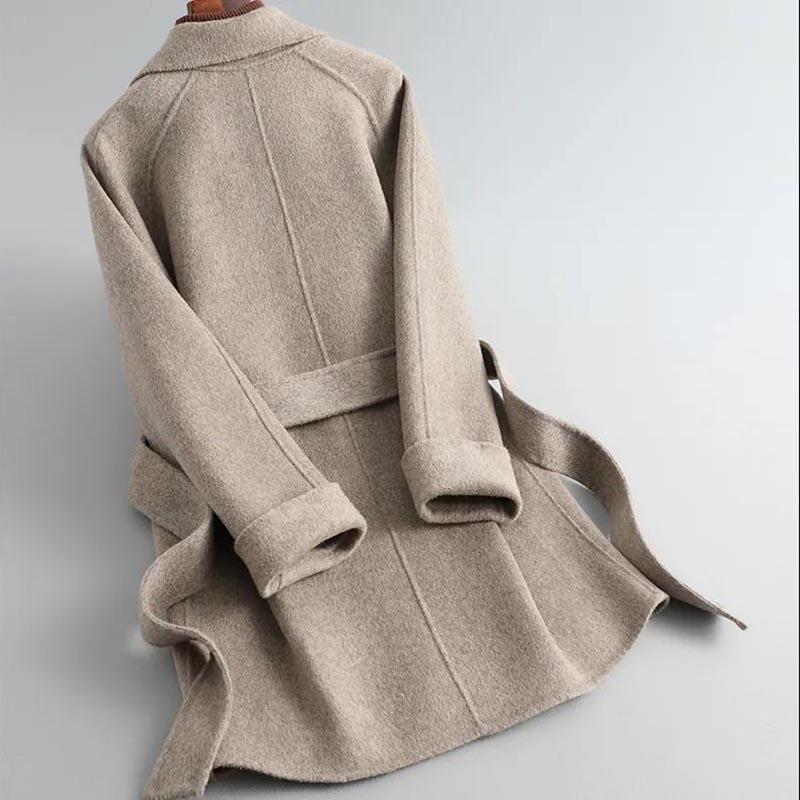 Woolen Coat Women's Autumn and Winter Double-sided Woolen Thickened Slim Slim Mid-length Coat