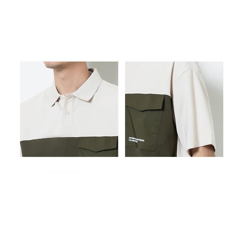 Summer Polo Shirt Men's Color Collision Lapel Short-sleeved T-shirt Youth Casual Personality Pocket Bottoming Shirt